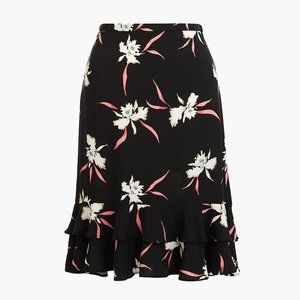Double-tiered flounce skirt in KALALAU ORCIDS BLACK